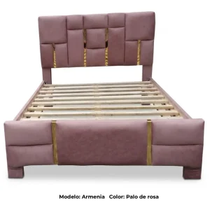Cama de plaza y media Modelo Armenia Tapizada en Tela Gamuzada