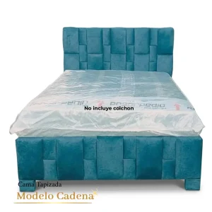 cama tapizada modelo cadena color turqueza